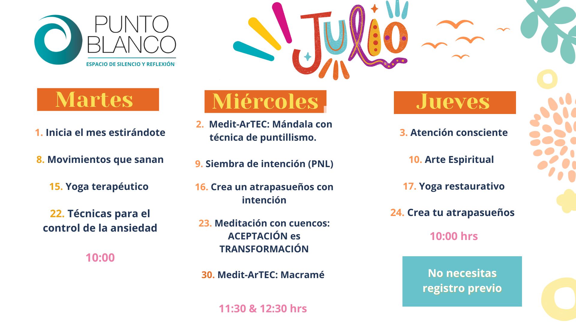 Calendario PB julio 