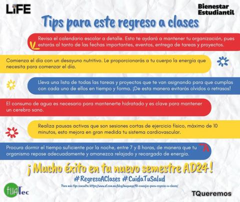 Campaña de inicio de semestre "Tips para este regreso a clases"